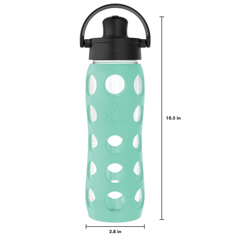 Lifefactory 22-Ounce Glass Water Bottle with Active Flip Cap and Protective Silicone Sleeve, Sea Green - Image 4
